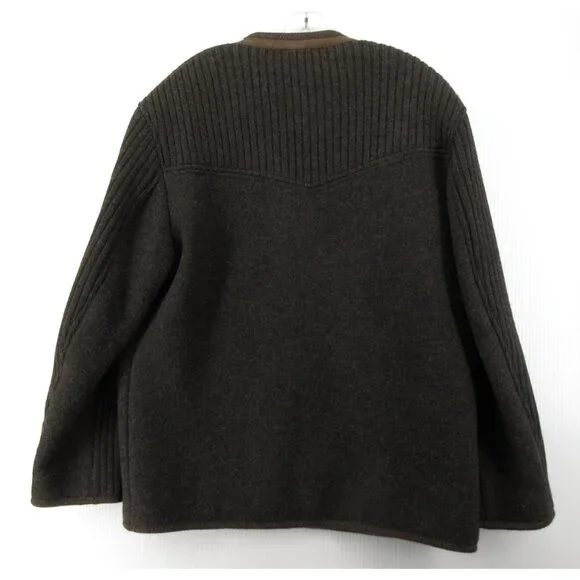 VGT Steinbock Jacket 42 Virgin Wool Leather Loden Austrian Sweater